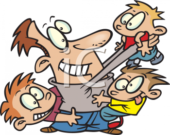 Clipart Picture Of A Cartoon Dad With His Children