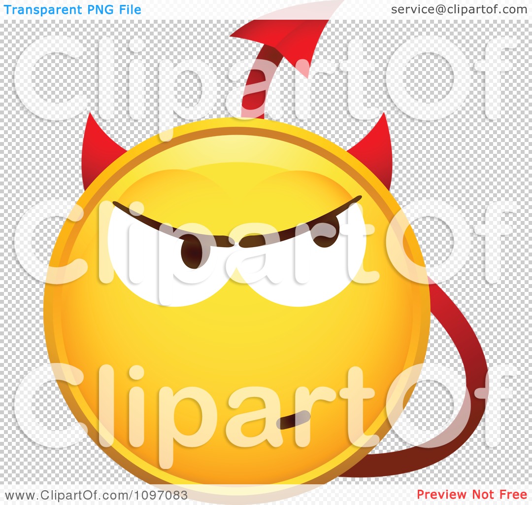 Clipart Yellow Devil Cartoon Smiley Emoticon Face   Royalty Free    