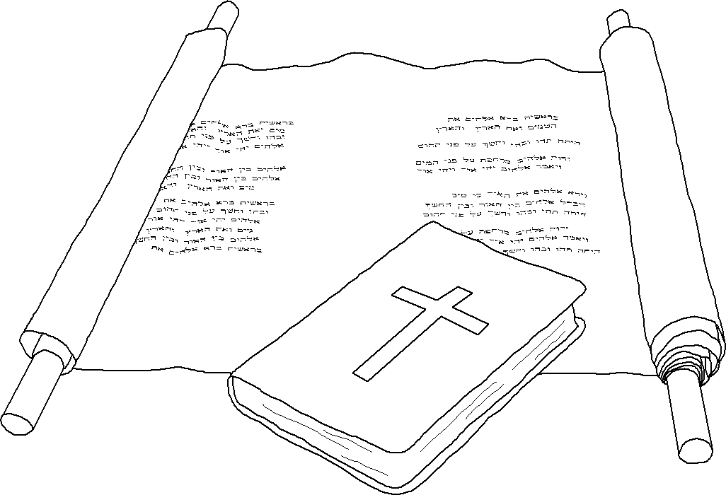 Coloring Page   Bible And Scroll