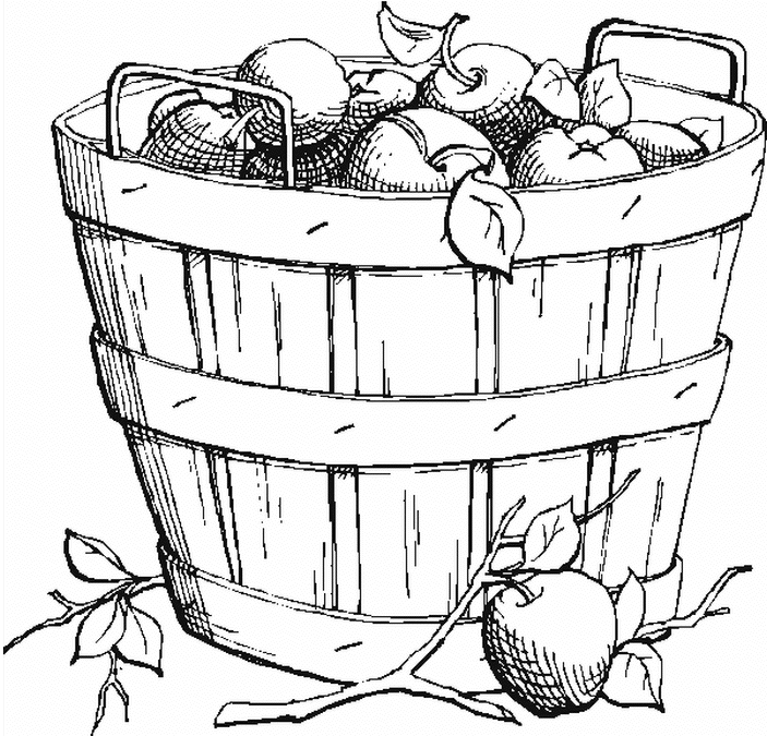 Coloring Picture Of An Apple Basket