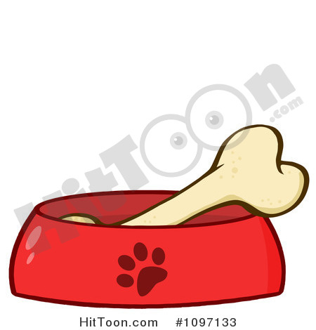 Dog Bone Clipart  1097133  Bone In A Red Dog Bowl Dish By Hit Toon