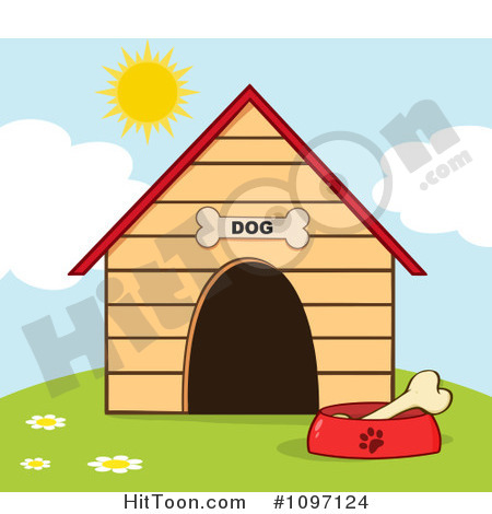 Dog House Clipart  1097124  Bone In A Dish Outside A Dog House By Hit    