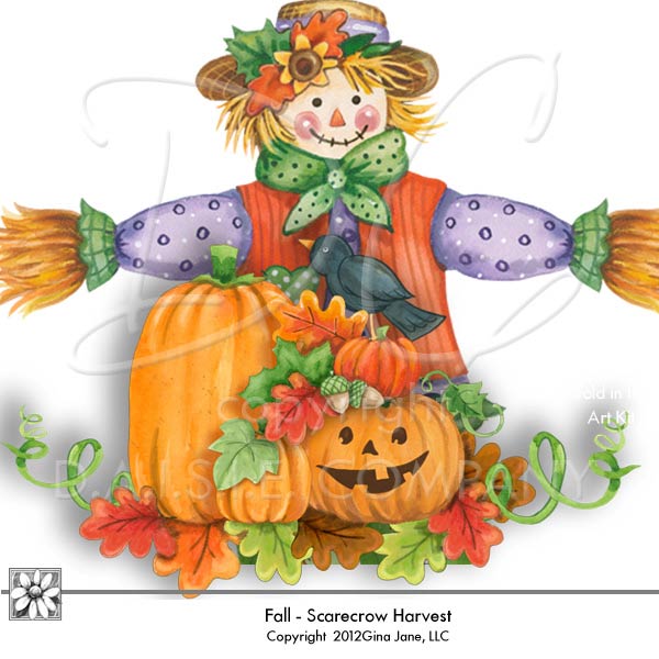 Fall Scarecrow   Pumpkins Art