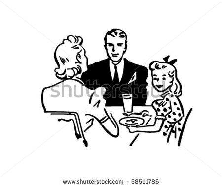 Family Dinner   Retro Clip Art Stock Vector 58511786   Shutterstock