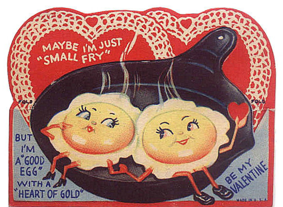 Free Vintage Kids Valentines Cards Two Fried Eggs In Pan