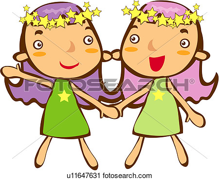 Girl Star Sign Asterism Twin Gemini View Large Clip Art Graphic
