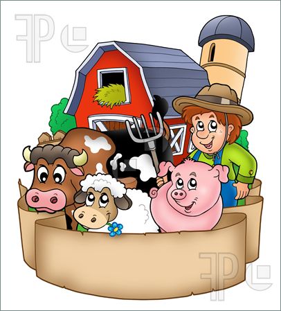 Illustration Of Banner With Barn And Country Animals  Royalty Free