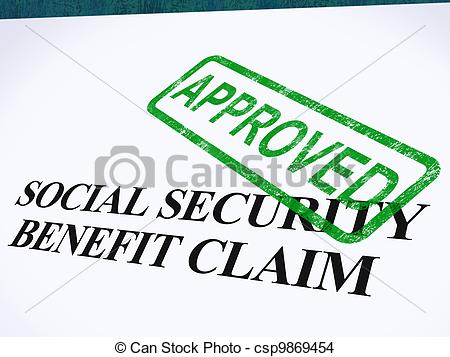 Illustration   Social Security Claim Approved Stamp Showing Social