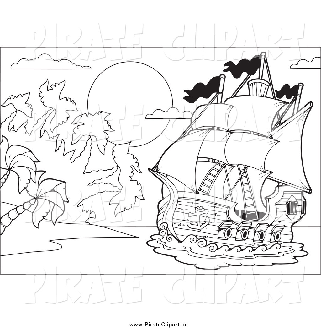 Island Clipart Black And White Vector Clip Art Of A Black And