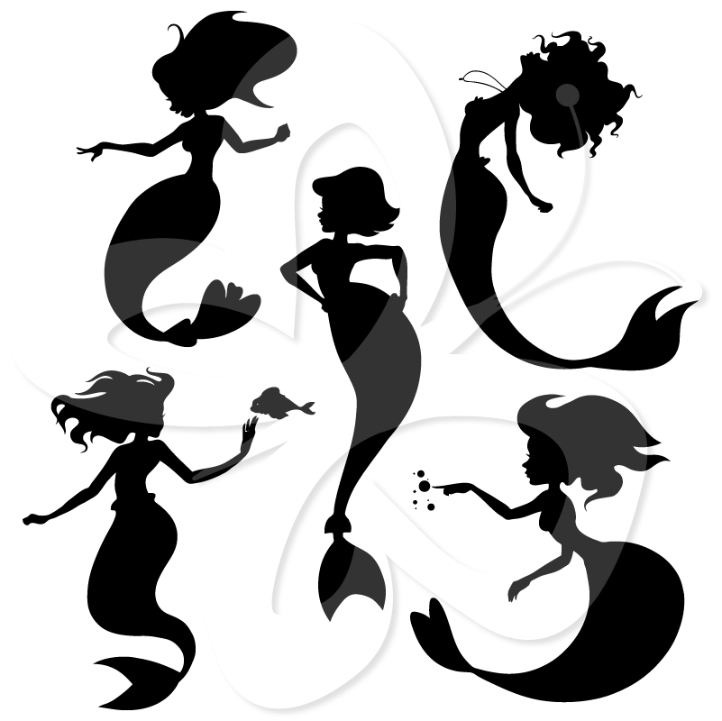 Mermaid Silhouettes Clip Art