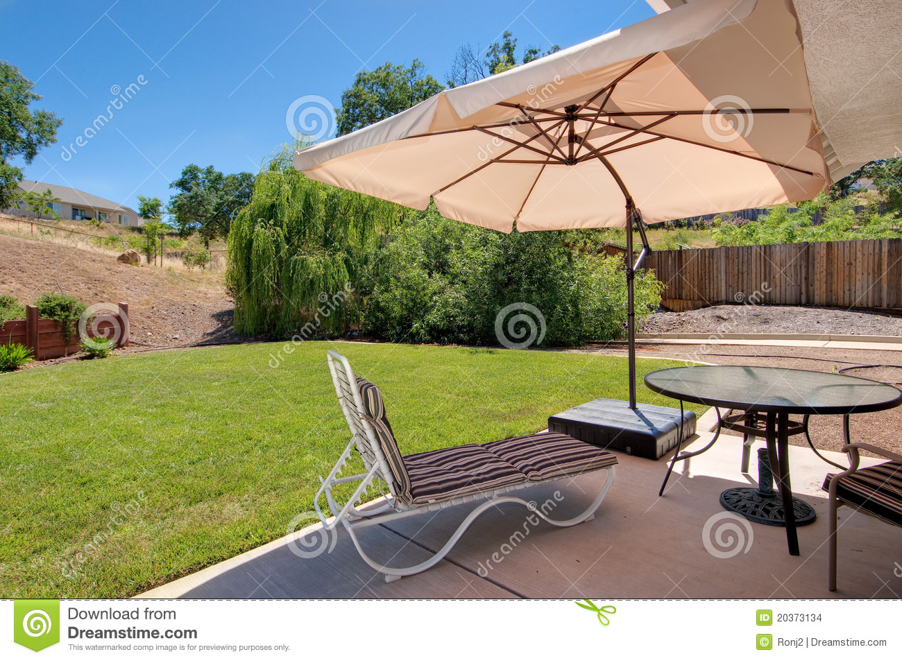     Modern Tract Home Backyard   Porch   Patio Table And Chair Bbq Area