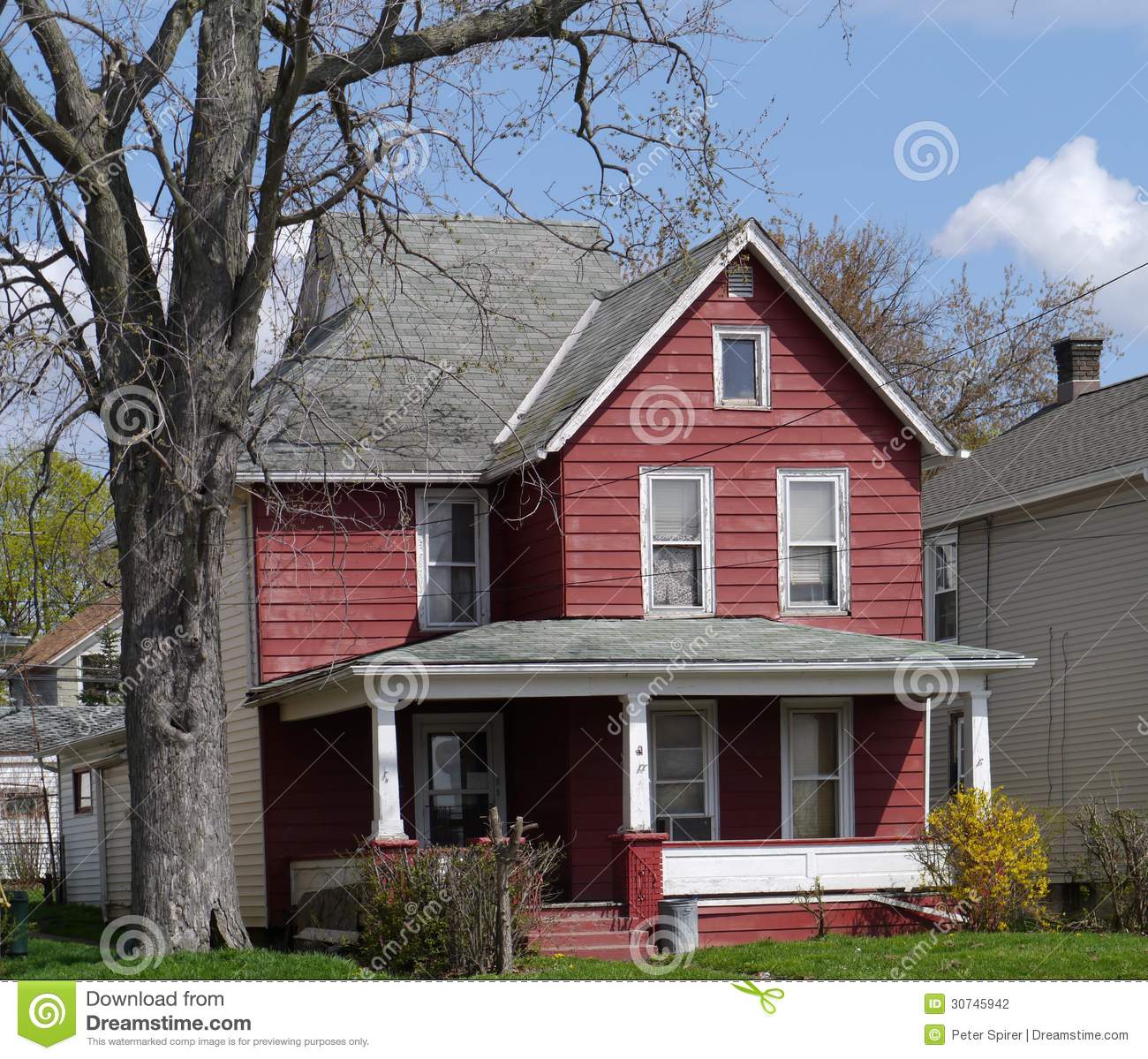 Old House With Large Porch Stock Photography   Image  30745942