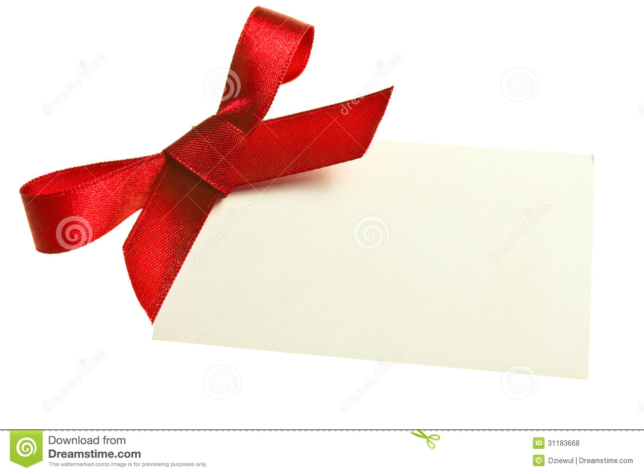 Royalty Free Stock Photos  Blank Gift Tag Tied With A Bow Of Red Satin