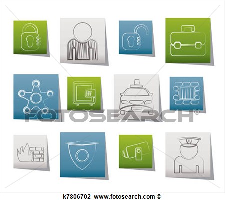 Social Security And Police Icons View Large Clip Art Graphic
