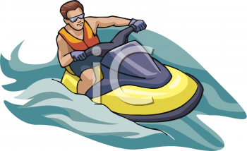 Summer Clip Art Picture Of A Man Riding A Jet Ski