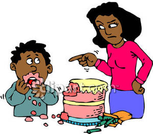 Trouble Clipart A Child Getting Into A Birthday Cake Royalty Free