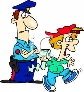 Trouble Clipart A Cop And A Kid With A Roll Toilet Paper Royalty Free