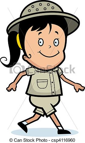 Vector Clipart Of Explorer Walking   A Happy Cartoon Explorer Girl