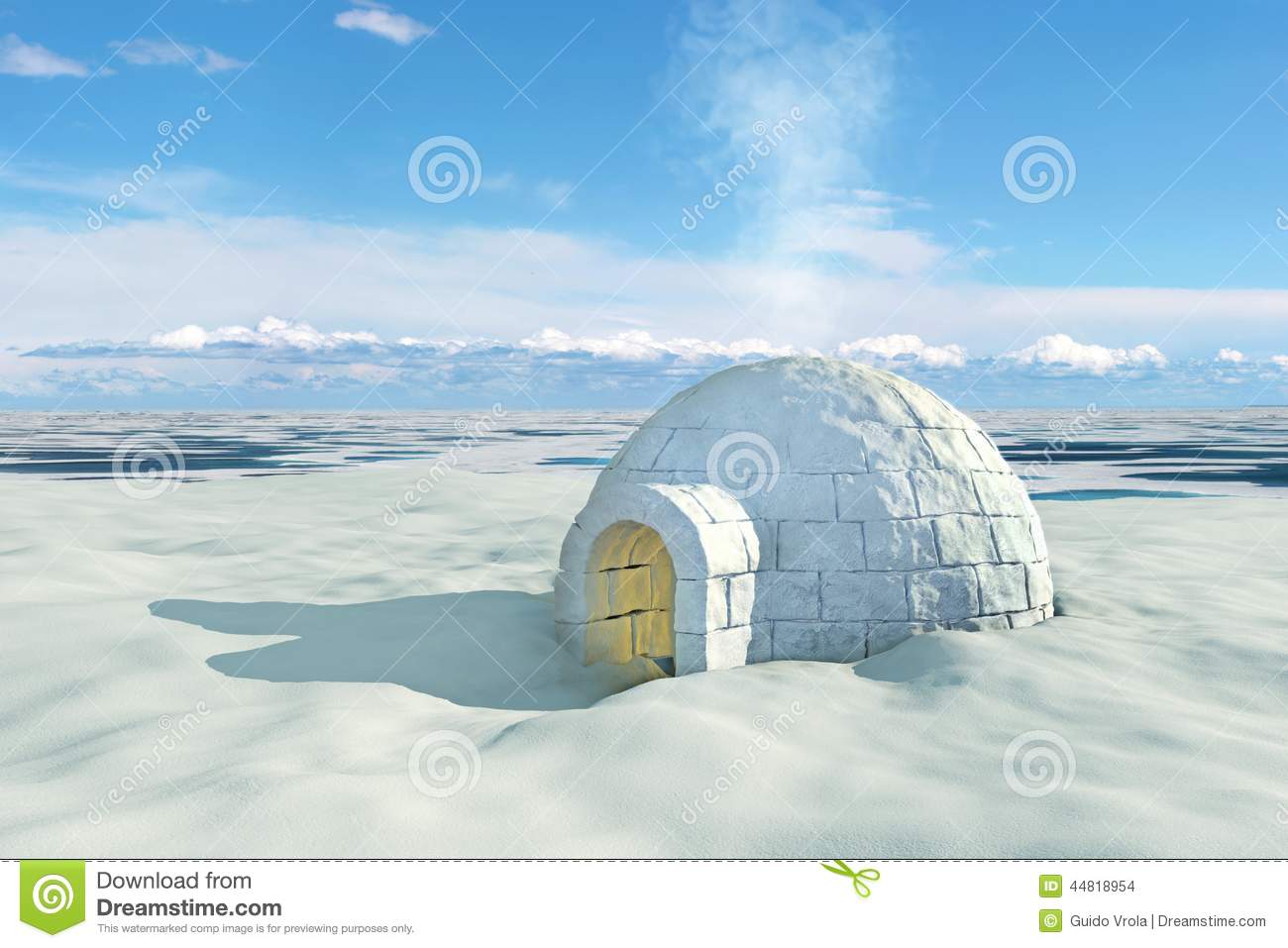 Very High Resolution Computerr Generated Nordic Landscape With Igloo