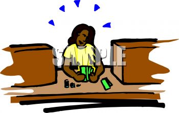 African American Bank Teller Counting Money Royalty Free Clip Art