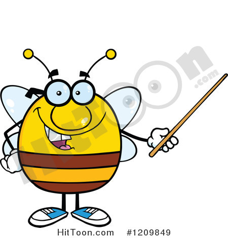 Bee Clipart  1209849  Happy Bee Teacher Using A Pointer Stick By Hit