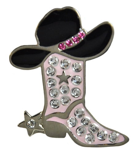 Bling Crystal Pink Cowgirl Boot Ball Marker  Tee Off With Some Cowgirl