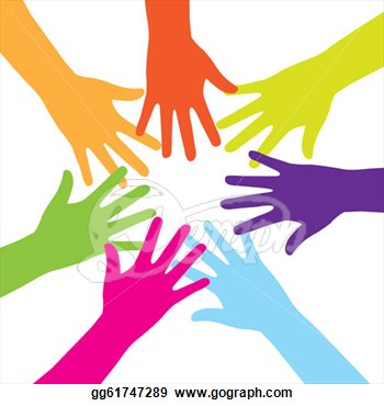 Clip Art   Colorful Hands Over White Background  Vector Illustration