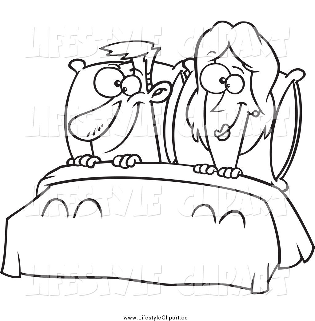Clip Art Of A Black And White Happy Couple In Bed By Ron Leishman    