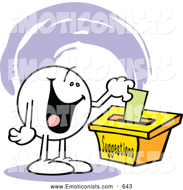 Clip Art Of A Emoticon Character With A Happy Expression Putting A