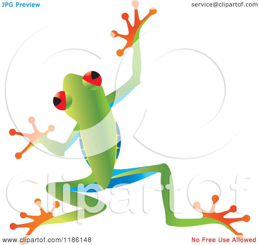 Clipart Of A Jumping Tree Frog   Royalty Free Vector Illustration By