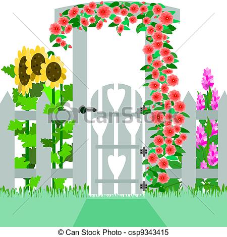 Clipart Vector Of Garden Gate   Illustration Of A Gate And Trellis