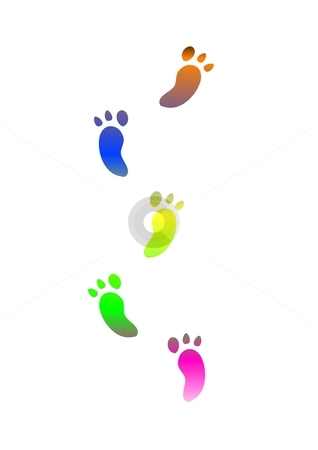     Coloured Footprints Traces   Computer Generated Clipart By Stelian Ion