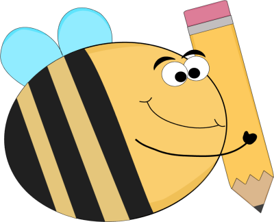 Funny Bee With A Big Pencil Clip Art   Funny Bee With A Big Pencil