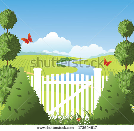 Garden Gate Clipart Garden Gate With Topiary