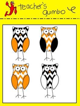 Halloween Chevron Owl Clipart Freebie   School Stuff   Pinterest