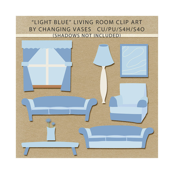 Light Blue Living Room Clipart Clip Art Graphics Family Room Sofas    