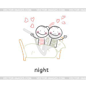 Loving Couple In Bed   Vector Clip Art