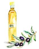 Olive Oil In A Glass Bottle   Royalty Free Clip Art
