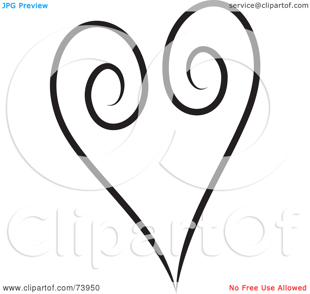 Rf  Clipart Illustration Of A Black Swirl Heart Design By Pams Clipart