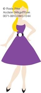 Royalty Free Clipart Illustration Of A Girl In A Purple Party Dress