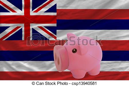 Stock Illustration Of Piggy Rich Bank And Flag Of American State Of