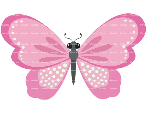 To Pink Butterflies Clip Art Digital Clipart   Butterfly Clip Art