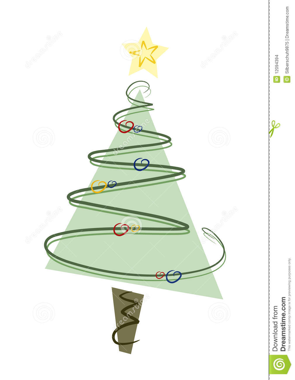Abstract Modern Christmas Tree With Ornaments And Star