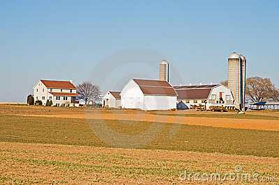 Amish Farm Barns And Silo Stock Photo   Image  7616410