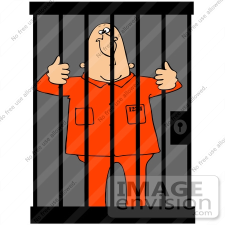 Art Graphic Of A Jailed Man Holding Onto Bars In A Jail Cell By Djart