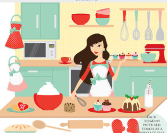 Baking Clipart Cooking Clip Art Kitchen Girl Aprons Food Sweets Mixer