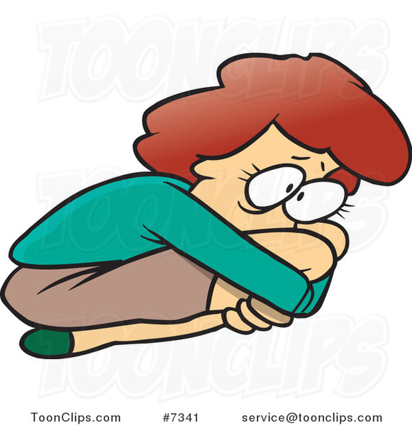 Cartoon Scared Lady Curled Up In A Fetal Position 7341 By Ron Clipart    