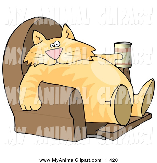 Clip Art Of A Funny Human Like Obese Cat Sitting On A Recliner Chair