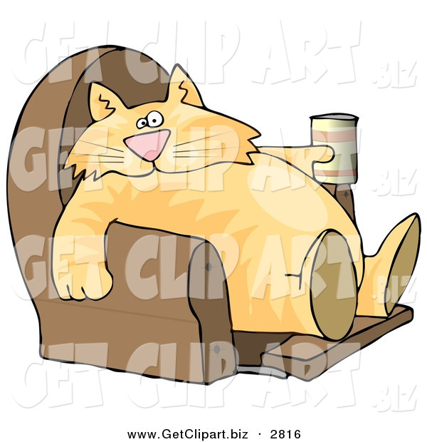 Clip Art Of A Funny Obese Human Like Cat Sitting On A Recliner Chair