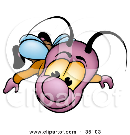 Clipart Of A Fly Thinking   Royalty Free Vector Illustration